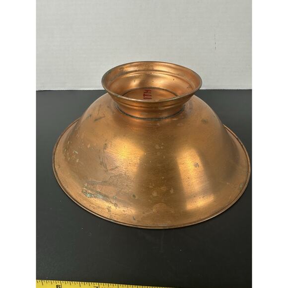 VTG Copper Dish Bowl With Rim 9" Patina Farmhouse Cottage Core French Rustic - Picture 4 of 5
